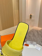 HM 26S GIULIA SANDAL IN YELLOW CALFSKIN SILVER HARDWARE