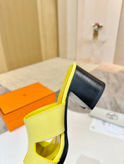 HM 26S HELIA SANDAL 70MM IN YELLOW CALFSKIN