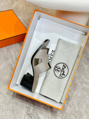 HM 26S HELIA SANDAL 70MM IN TAUPE BEIGE CALFSKIN