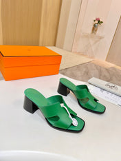 HM 26S HELIA SANDAL 70MM IN GREEN CALFSKIN