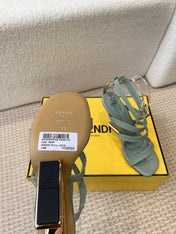 FENDI HIGH SANDAL 10 CM IN SAGE GREEN CALFSKIN