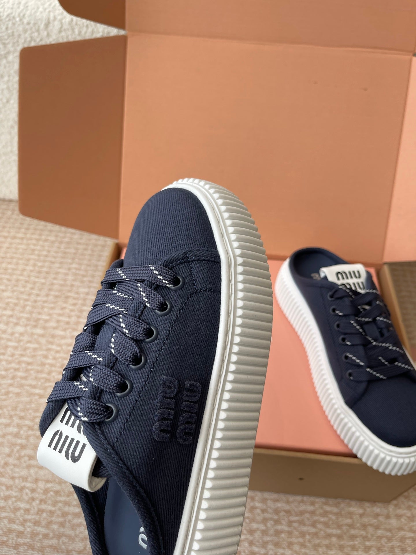WASH SNEAKER MULES IN DARK NAVY DENIM