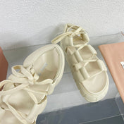 Roman Strap Thick-Soled Cream Sandals