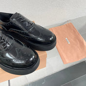 Baroque Thick-Soled Oxford Shoes With Laces Black Calfskin