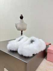 WHITE RABBIT FUR MULES