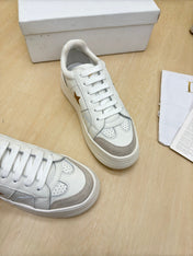 GOLD STAR PLATFORM SNEAKER IN WHITE CALFSKIN AND SUEDE