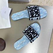 DWAY SLIDE EMBROIDERED COTTON AND POWDER BLUE MISS DIOR ALLOVER MOTIF