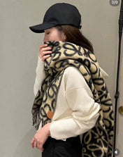 ANAGRAM 200 CM SCARF IN BLACK MIX BEIGE ALPACA AND WOOL 411850