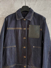 Loewe Pocket Leather Jacket Dark Blue Denim Cotton