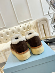 SUEDE LOAFER CHOCOLATE WITH SHEARLING LINING