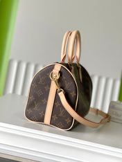 SPEEDY BANDOLIÈRE 25 IN BROWN MONOGRAM CANVAS GOLD HARDWARE