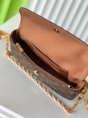 WALLET ON CHAIN IVY 23.5 IN BROWN MONOGRAM CANVAS GOLD LOCK