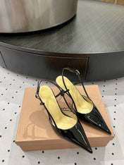 GIANVITO ROSSI 26S HEELED SLINGBACKS 85 MM IN BLACK PATENT CALFSKIN