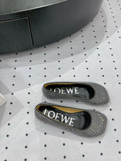 Toy ballerina in suede and allover rhinestones black