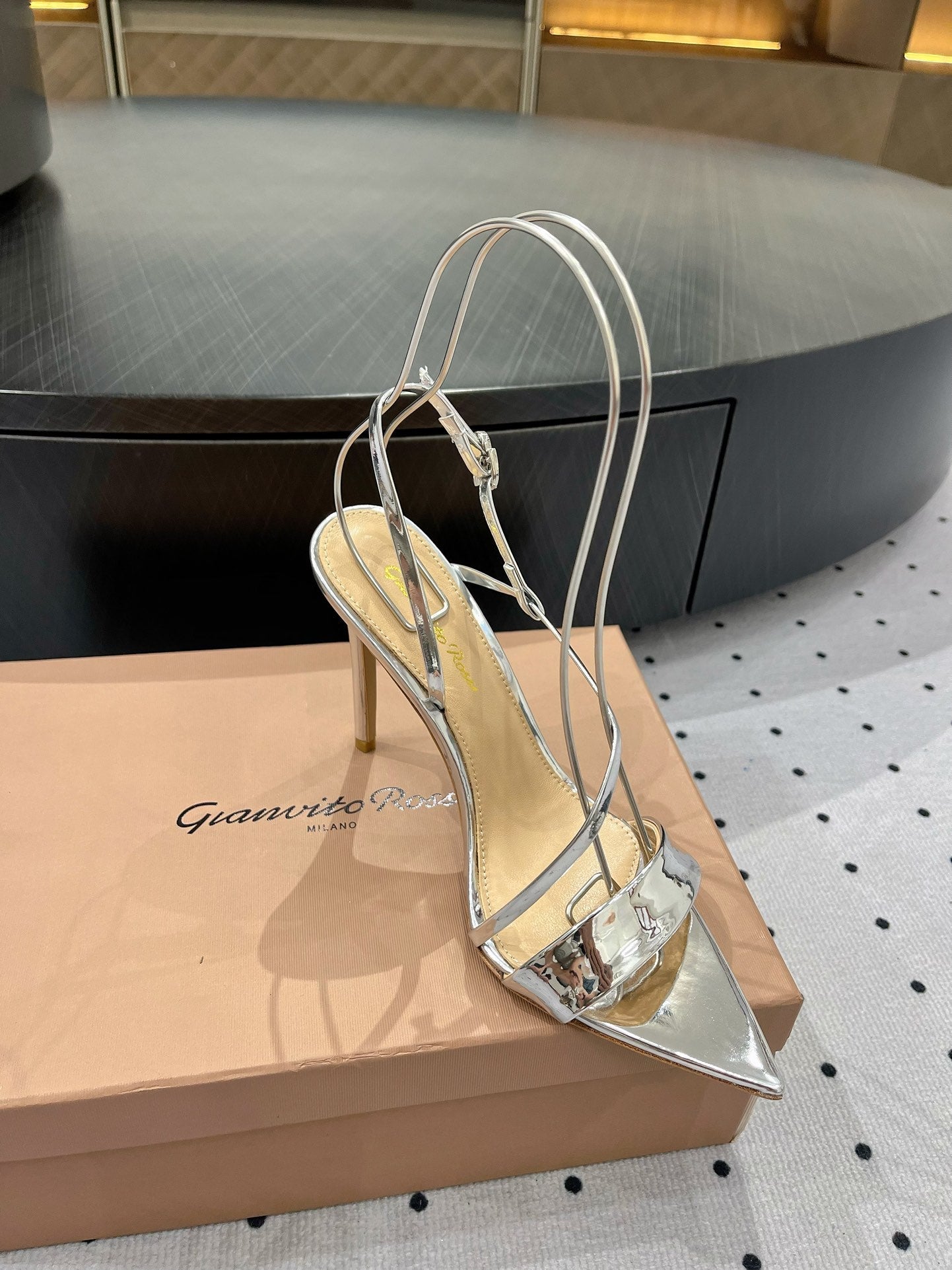 GIANVITO ROSSI 26S STRAPPY HIGH-HEEL SANDALS 110 MM IN SILVER CALFSKIN