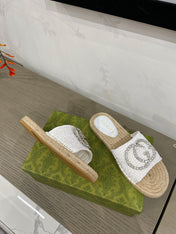 GG INTERLOCKING G ESPADRILLE WHITE FABRIC