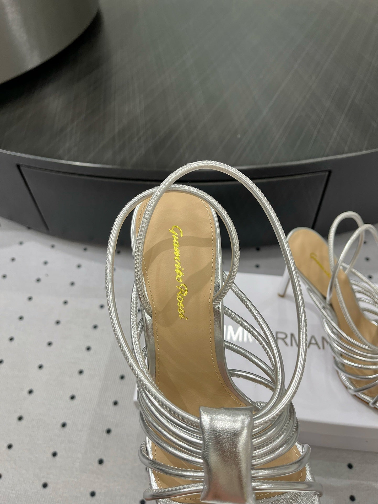 GIANVITO ROSSI 26S STRAPPY HIGH-HEEL SANDALS 110 MM IN SILVER LAMBSKIN