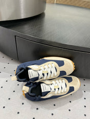 TRAIL SNEAKER IN IVORY TAN MIX SPACE BLUE SUEDE