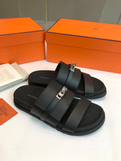GABRIEL SANDAL MULE IN BLACK CALFSKIN