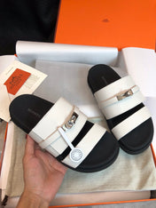 GABRIEL SANDAL MULE IN WHITE CALFSKIN