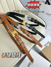 SMALL TRIOMPHE BELT 18 MM BRONZE BROWN LEATHER SILVER HARDWARE