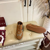 GUCCI 26S SNEAKER IN BROWN SUEDE CRYSTAL EMBELLISHED