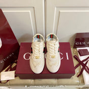 GUCCI 26S SNEAKER IN CREAM WHITE SUEDE CRYSTAL EMBELLISHED