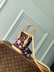 NANO BUCKET CHERRY BLOSSOM IN SAKURA BROWN MONOGRAM COATED CANVAS