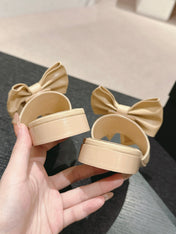 BOW LADY SLIPPERS BEIGE CREAM LAMBSKIN
