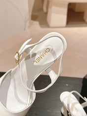 HIGH HEELS SANDAL IN WHITE LAMBSKIN