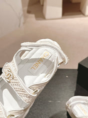 CC DAD SANDALS IN WHITE CALFSKIN
