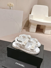 CC DAD SANDALS IN WHITE CALFSKIN