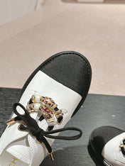 OXFORD SHOES WHITE MIX BLACK SHEEPSKIN