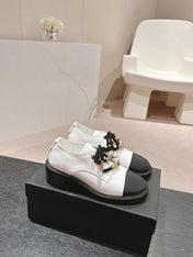 OXFORD SHOES WHITE MIX BLACK SHEEPSKIN
