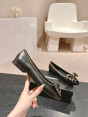 BOWKNOT BALLET FLAT IN BLACK SHEEPSKIN
