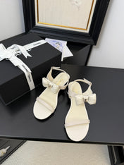FLAT SANDALS 5 MM IN WHITE CREAM CALFSKIN