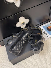 THICK-SOLED SANDALS 55 MM IN BLACK CALFSKIN
