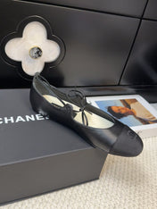 FLAT MARY JANE PUMPS BLACK LAMBSKIN