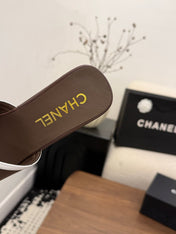 CHANEL 26S WEDGE SANDALS 95 MM IN DARK BROWN CALFSKIN