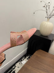 HM 26S OASIS SANDAL IN LIGHT PINK SUEDE WITH CRYSTALS
