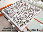 DIOR REVERSIBLE PRINTED SQUARE SCARF 90 CM IN WHITE SILK 7735868
