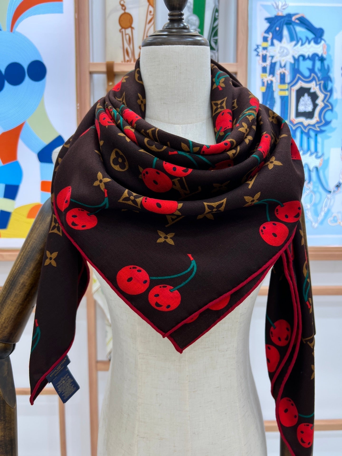 LV SCARF 135 CM IN WOOL MIX SILK 735873