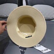 MM SMALL-BRIM STRAW HAT IN LIGHT BEIGE AND PEARL EMBELLISHED