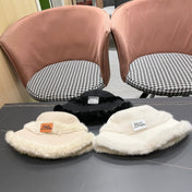 KNITTED BUCKET HAT IN BLACK FABRIC AND RABBIT FUR 431199