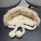 BEANIE HAT IN WHITE LINEN FLEECE AND WOOL 433165