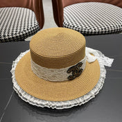 CHANEL 26S FLAT-BRIM STRAW HAT 338188