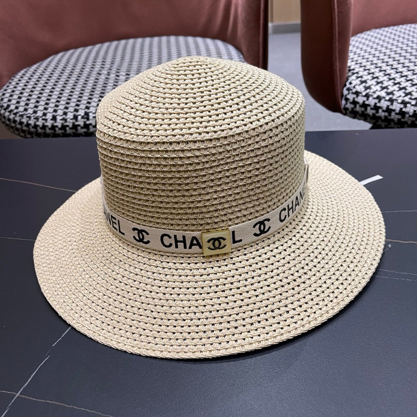 CHANEL 26S STRAW BOATER HAT 335741