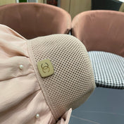 CHANEL 26S CHIFFON BOW & PEARL STRAW CLOCHE HAT 335759