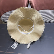 CHANEL 26S LACE-OVERLAY WIDE-BRIM STRAW HAT 335731