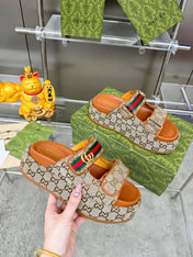 GG SANDALS 22 IN ORANGE CALFSKIN AND BEIGE FABRIC WITH GOLD HARDWARE